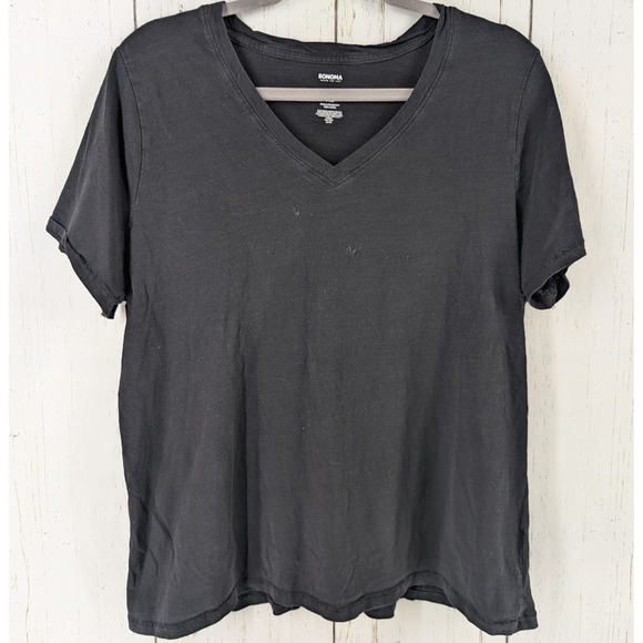 Sonoma Size XL‎ Womens Black Short Sleeve Cotton Everyday Tee - Picture 1 of 8